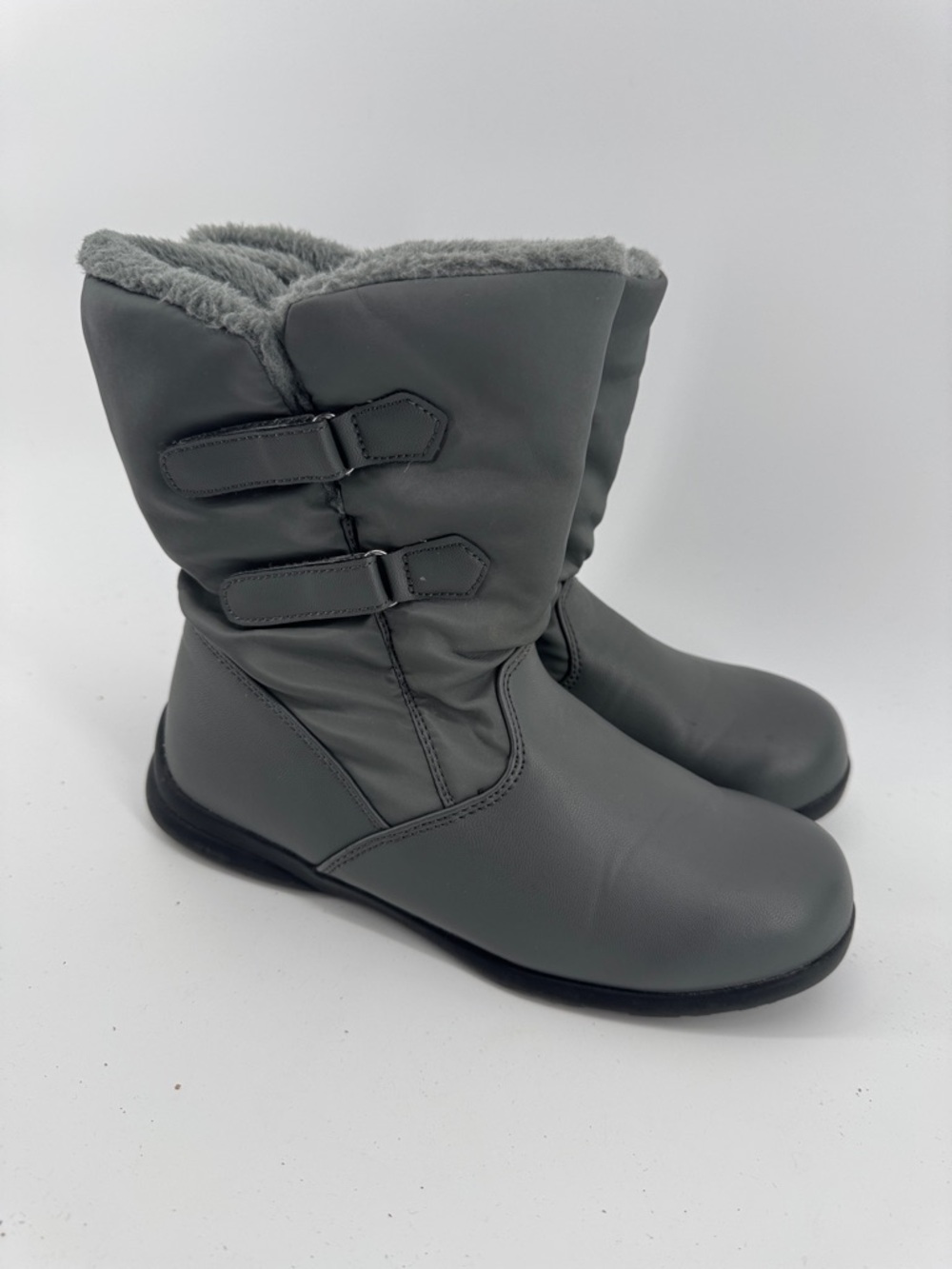 TOTES Waterproof Weather Boots Insulated Faux Fur Lined Gray Women's Size7.5
